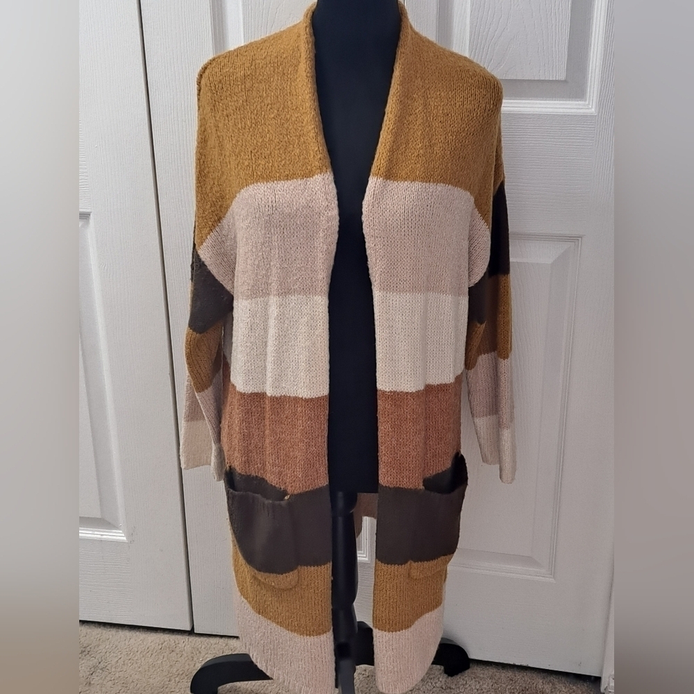 Dreamers Colorblock Open Cardigsn Sweater  M/L